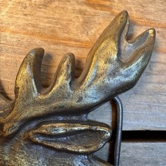 Vintage 1970’s Brass Moose Elk Head Wildlife Belt Buckle 4” #4047