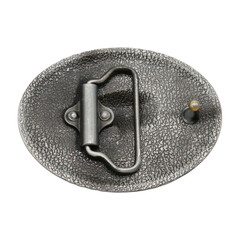 Men Western Belt Buckle Dark Silver Metal Cowboy Bison Buffalo Ox Oval Shape