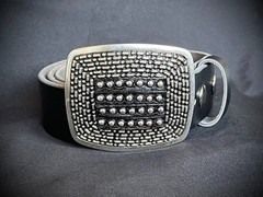“Shield”Belt Buckle Archive Studded Leather Inlay 2 5/8 x 3 OOAK Darren McNeese