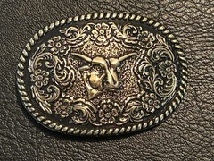 Bad ass bull belt buckle, new condition, embossed bull head