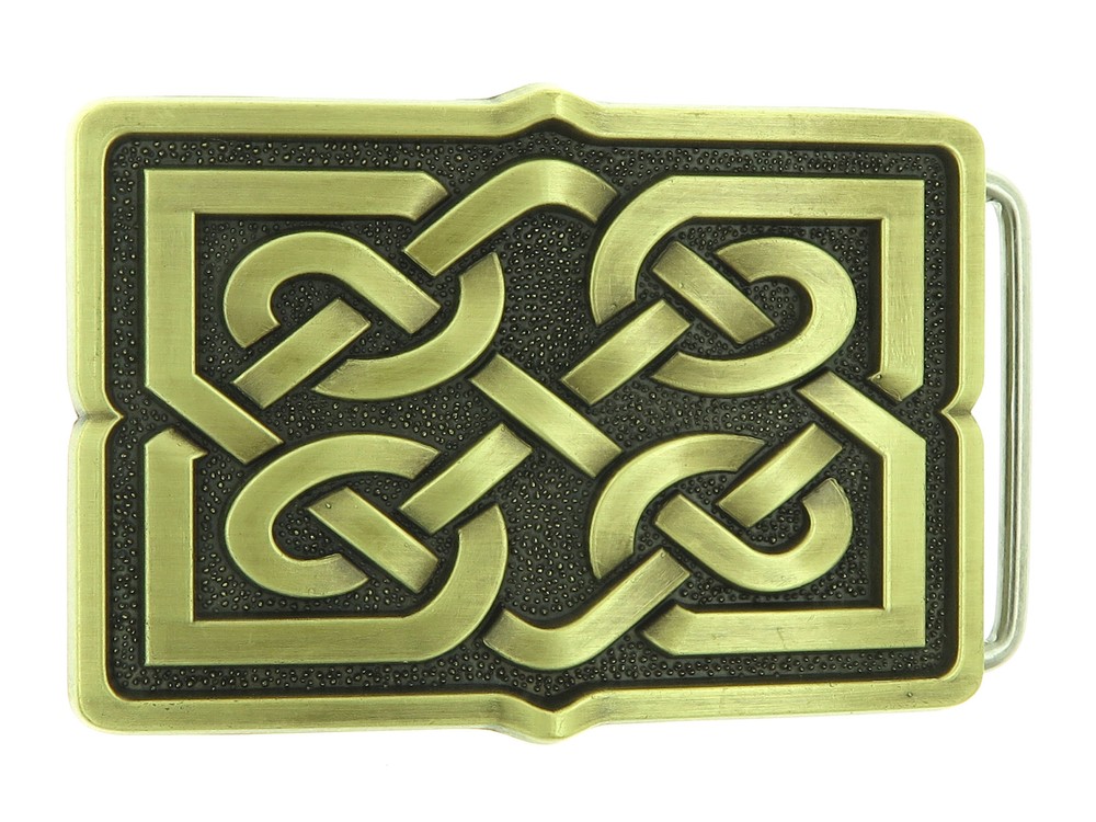 Celtic Cross Knot Rectangle Bronze Plated Belt Buckle