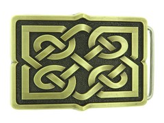 Celtic Cross Knot Rectangle Bronze Plated Belt Buckle