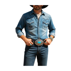 Men Women Buckle Silver Metal Western Fashion Turquoise Blue Ethnic Bohemian