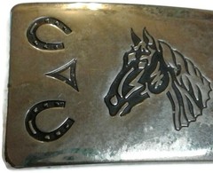 Vintage Chambers Horse Head & Horseshoe Belt Buckle Made In USA
