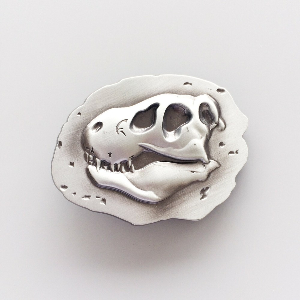 Antique Brushed Silver Dinosaur Bone Fossil Belt Buckle also Stock in the US
