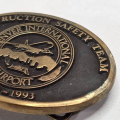 Vintage DIA Denver Airport Construction Safety Belt Buckle Anacortes Brass 1992
