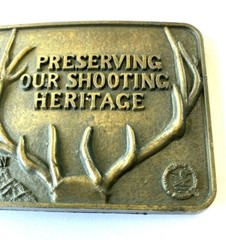 NRA Deer Hunting Belt Buckle Brass Gold Whittington Preserving Mens Unisex