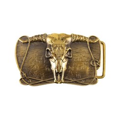 Cowboys Trophy brass buckle, Buffalo Skull, Texas Longhorn Cattle Skull, Ranch