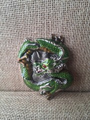 Green Enamel Chinese Dragon Belt Buckle 3D Fantasy Mythical Novelty