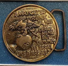 USMC solid Italian brass belt buckle vintage vtg Marines funny