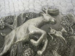 1982 The Great American Buckle Co Buck & Doe Pewter Belt Buckle 3 3/8&Prime; x 2 1/4&Prime;