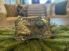 American Eagle Belt Buckle with a Navaho Indian Design W/Turquoise Accent ladies