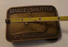 Vintage Space Shuttle Rockwell International Brass Belt Buckle