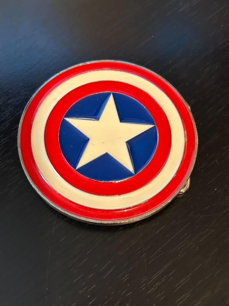 Vintage Collectible Captain America Round Metal Colorful Belt Buckle