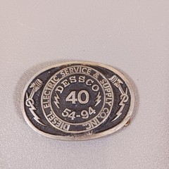 Vntg Diesel Electric Supply Service Company 40 Yrs Belt Buckle 54-94 Gary Praxen