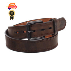 ARIAT Men&rsquo;s Double-Stitched Leather Roller Buckle 40 (36–37&Prime; Waist), Brown