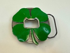 Lucky 4 Leaf Clover St. Patrick Day Novelty KALAN Belt Buckle with Bottle Opener