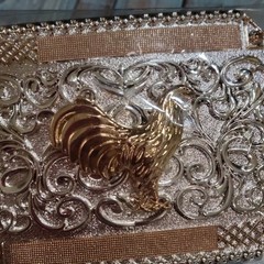 Rooster Cowboy Belt Buckle Western HebillaSilver & Rosetone 4×3.5 Inch