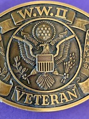 VINTAGE WWII VETERAN Belt Buckle AMAZING DETAIL E PLURIBUS UNUM USA W.W.II euc!!