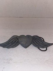 VALENTINES WINGED HEART Belt Buckle Love Wings Rock GREAT AMERICAN Pewter Biker