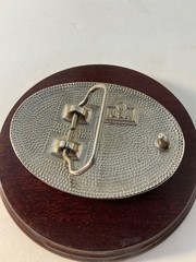 Vintage American Flying Eagle Oval Belt Buckle Etched Leaf USA Made Silver Tone