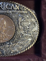 Vintage Sealed John Wayne Coin Brass Belt Buckle 1st Ed Serial #7634 Rainy Mtn