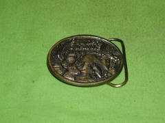 VTG OEM SOUTHERN OUTDOORS U.S.A. 1986 LIMITED EDITION BRASS COLORED BELT BUCKLE