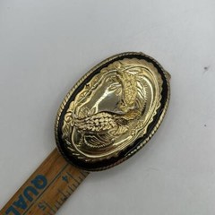 Vintage Gold Tone Black Bald Eagle Bird Belt Buckle Made In USA