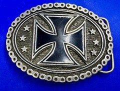 Maltese Celtic Iron Cross Chained Border Gothic Punk Biker Vibe EJC Belt Buckle