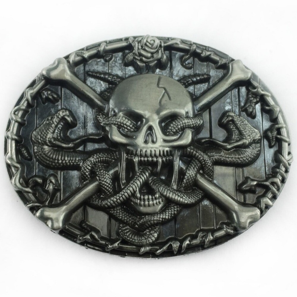 Western Belt Buckle for Men & Women Cowboy Rodeo Vintage Style Wear Skull Snakes