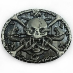 Western Belt Buckle for Men & Women Cowboy Rodeo Vintage Style Wear Skull Snakes
