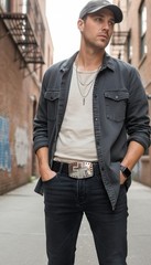 Men Women Belt Buckle Silver Metal Cross Cowboy Western Bling Fashion Jeans Pant