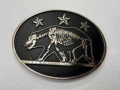 California State Flag Skeleton Grizzly Bear Stars Belt Buckle Chrome 6464