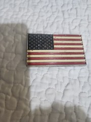 Patriotic Belt Buckle Metal Silver United States of America USA Flag Silver Tone
