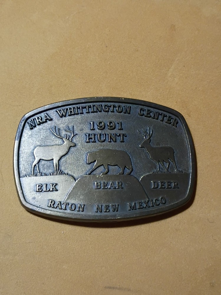 NRA Whittington Center 1991 Hunt Raton New Mexico Belt Buckle, Complete