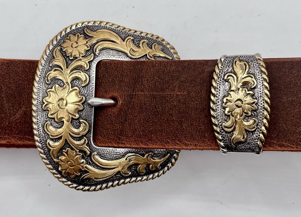 Custom Handmade Crazy Horse Buffalo Leather Belt With  » Rio Grande  » Buckle ￼