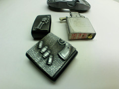 Belt Buckle Lighter Silver Gun Bullets Revolver Belt width 1.5&Prime; NEW