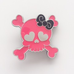 Vintage Dark Pink Enamel Punk Rock Emo Tattoo Skull Girl Wedding Belt Buckle
