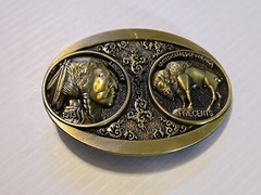 WESTERN BUFFALO NICKEL 5 CENTS Metal Belt Buckle (BRASS LOOKING)