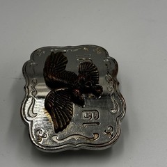 Vintage 1981 Eagle Belt Buckle Western Americana Silver Bronze Two Tone 80s