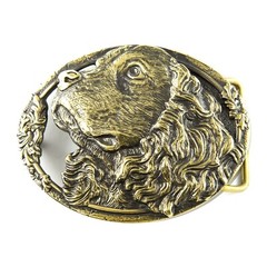 Cocker Spaniel brass belt buckle, Cocker Spaniel dog head, Hunting dog buckle