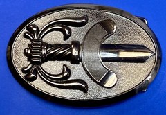 Cavalry Swords Weapon Black Color Mens Oval Vintage Belt Buckle