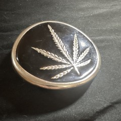 Black Silver Round Metal Cannabis Leaf Design Men&rsquo;s Western Belt Buckle Novelty