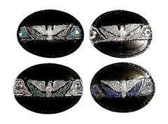 EAGLE Leather BELT BUCKLE Handmade Sm BLACK Western/Biker w/ Hand-painted Colors