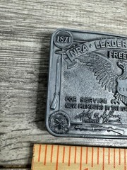 Vintage NRA Leadership Award Freedom Belt Buckle Pewter Eagle 1982 80s