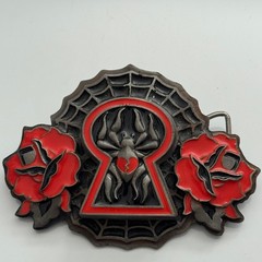 Heavy Metal Buckles Spider Keyhole Rose Belt Buckle