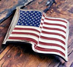 Silver plated MADE IN USA Flag Patriotic Belt Buckle