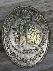 Vtg North American Hunting Club Wings of Gold Brass Belt Buckle Life Member READ