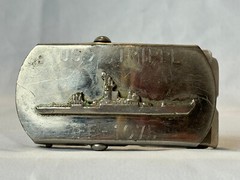 VTG Naval USS Trippe FF-1075 Belt Buckle Military Style Knox Class Frigate Japan