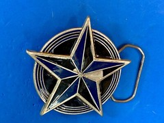 2002 Great American Products Back Star Coming From Round Pewter Belt Buckle